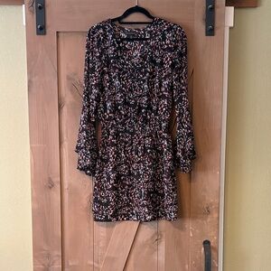 White House Black Market Black and Pink Long Sleeve Dress